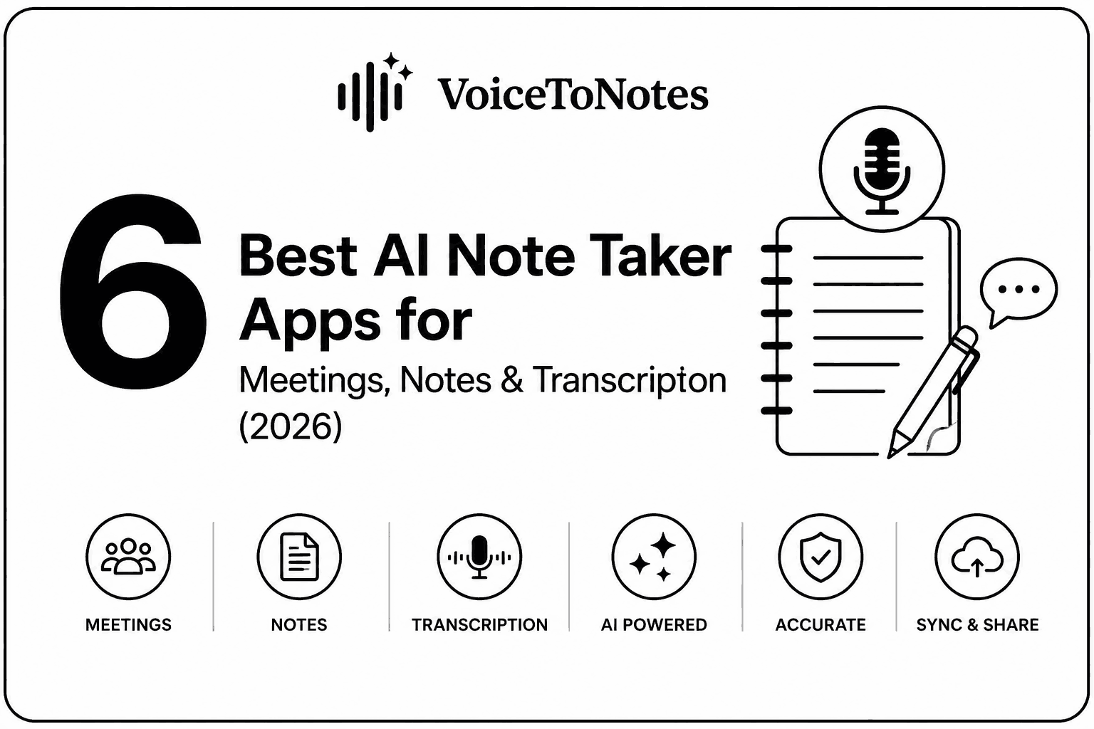 Cover for 6 Best AI Note Taker Apps for Meetings, Notes & Transcription (2026)